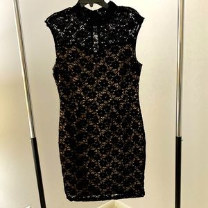 New without tags size 1X fashion to figure FTF mock neck lace dress black